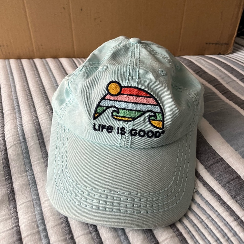 Life Is Good Retro Wave Strip Blue Hat